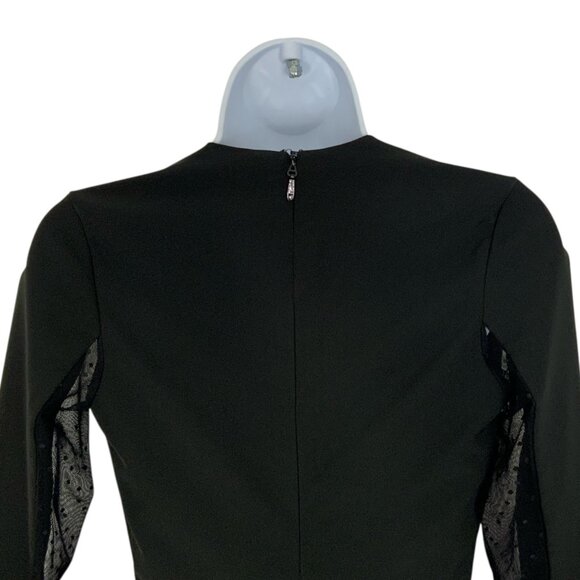 House Of CB Niida Black Sheer Panel Bodycon Dress XS Deep V-Neck Midi Party - Picture 8 of 12